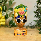 Lady with Melon, Pineapple & Parrot Hat Vase