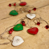 Red White & Green Metal Heart Garland