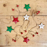 Red White & Green Metal Star Garland