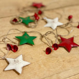 Red White & Green Metal Star Garland
