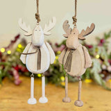 Hanging Natural & White Wooden Reindeer