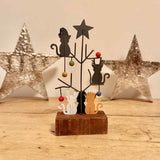 Festive Cats in Wire Tree