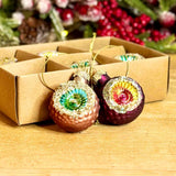 6 Pink & Purple Vintage Glass  Baubles