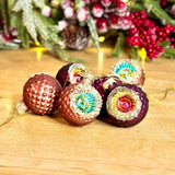 6 Pink & Purple Vintage Glass  Baubles