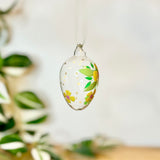 Glass Egg Bauble with Yellow Flowers