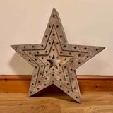 Set of 3 Grey Wooden LED Nested Stars