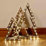Set of 3 Grey Wooden LED Nested Trees