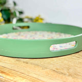 Floral Round Wooden Tray
