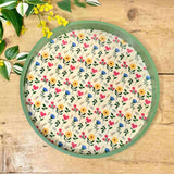 Floral Round Wooden Tray