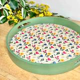 Floral Round Wooden Tray