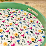 Floral Round Wooden Tray