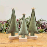 Set of 3 Green Embroidered Christmas Trees