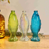 Trio of Glass Fish Bottles