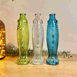 Trio of Glass Fish Bottles