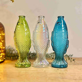 Trio of Glass Fish Bottles