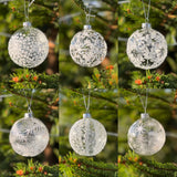 Set of 6 Mixed Glass & White Baubles