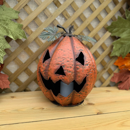 Large Metal Pumpkin With Light