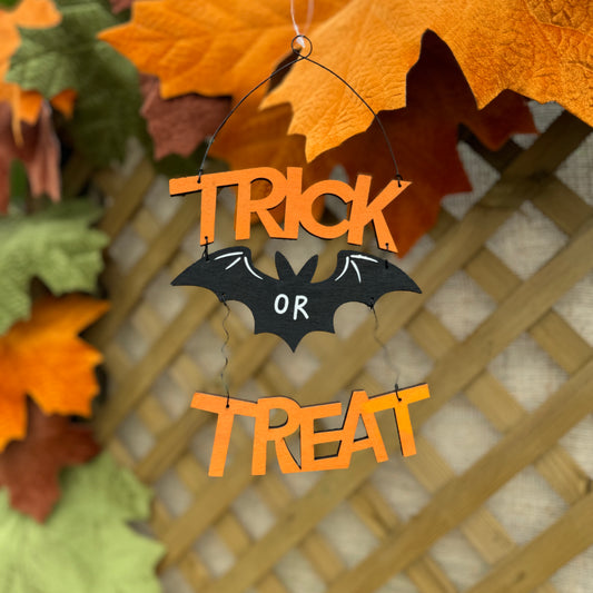 Wooden Hanging Trick Or Treat Sign