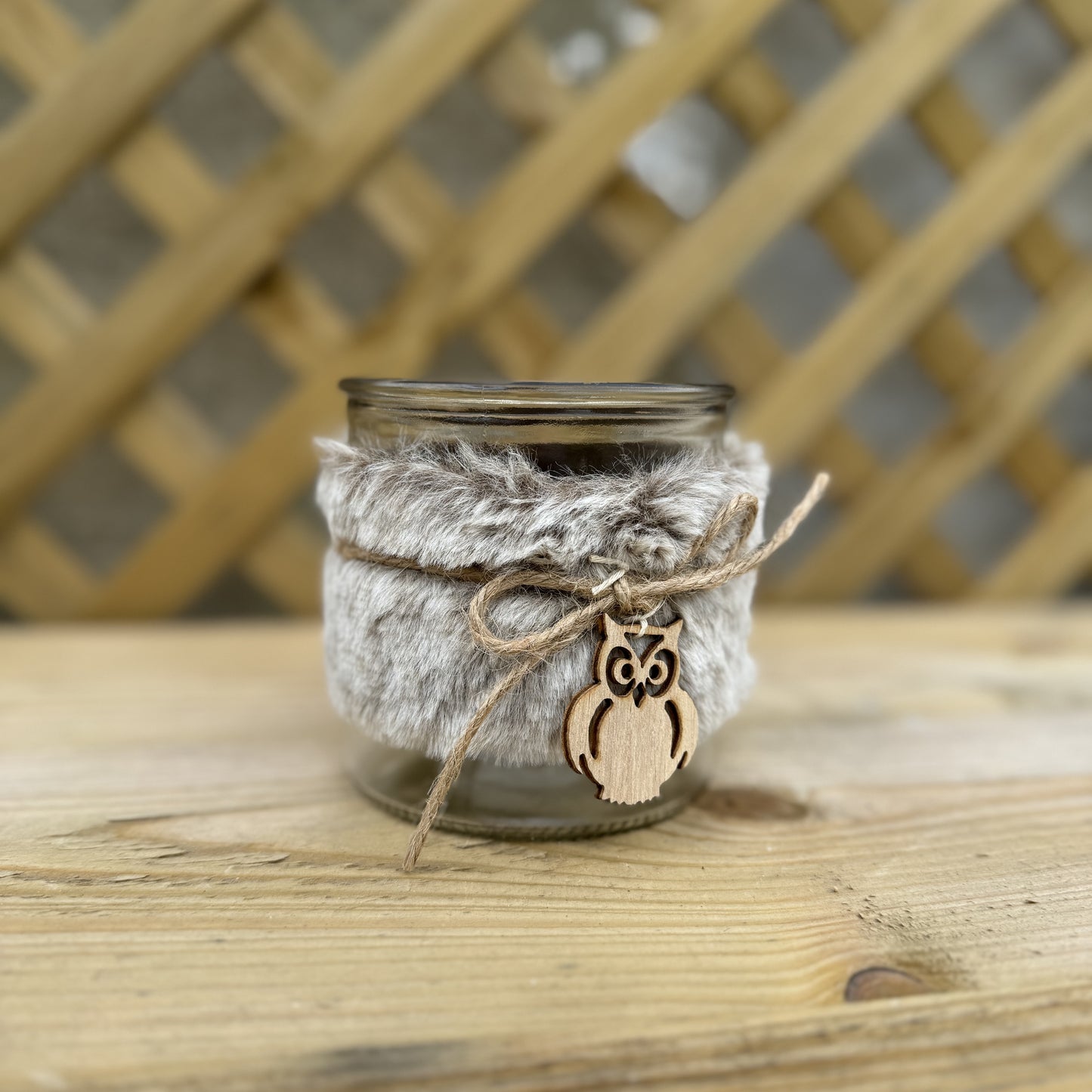 Faux Fur Owl Candle Holder