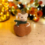 Hanging Felt Mouse in Pumpkin