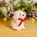 Fluffy White Dog with Red Bow