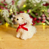 Fluffy White Dog with Red Bow