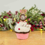 Felt Mouse on Pink Cupcake