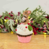 Felt Mouse on Pink Cupcake