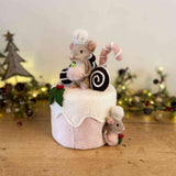 Felt Mouse in Pink Cake