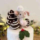 Felt Mouse in Pink Cake