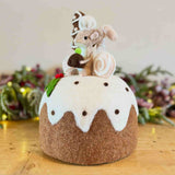 Felt Mouse on Giant Christmas Pudding