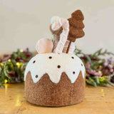 Felt Mouse on Giant Christmas Pudding