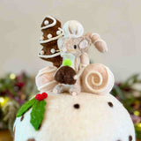 Felt Mouse on Giant Christmas Pudding