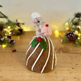 Felt Mouse on Christmas Pudding