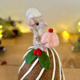 Felt Mouse on Christmas Pudding