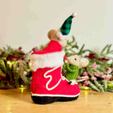 Felt Mice Playing in Santas Boot