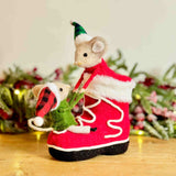 Felt Mice Playing in Santas Boot