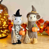 Pair of Halloween Pilgrim Mice with Broomsticks