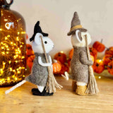 Pair of Halloween Pilgrim Mice with Broomsticks