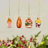 Set of 4 Fast Food Glass Baubles