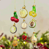 Set of 9 Glass Fruits Baubles
