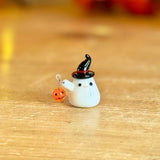 Tiny Glass Ghost with Pumpkini