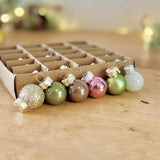 Mini Pink, Green & White Glass Baubles