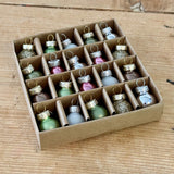 Mini Pink, Green & White Glass Baubles