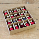 Set of Red & Grey Mini Glass Baubles