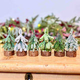 Set of 6 Mini Frosted Christmas Trees