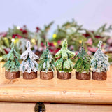 Set of 6 Mini Frosted Christmas Trees