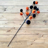 Black & Orange Velvet Pumpkin Branch