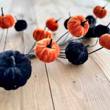 Black & Orange Velvet Pumpkin Branch