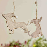 Pair of Hanging Felt Tartan Dogs